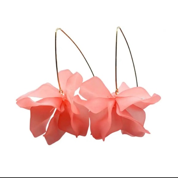 Pink Flower Drop Earrings - Picture 4 of 11